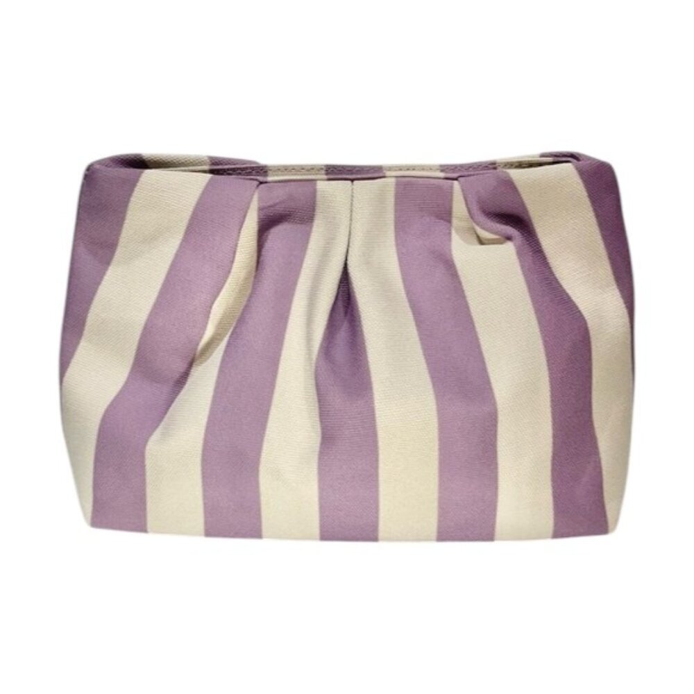 Purple Striped Canvas Clutch NEW